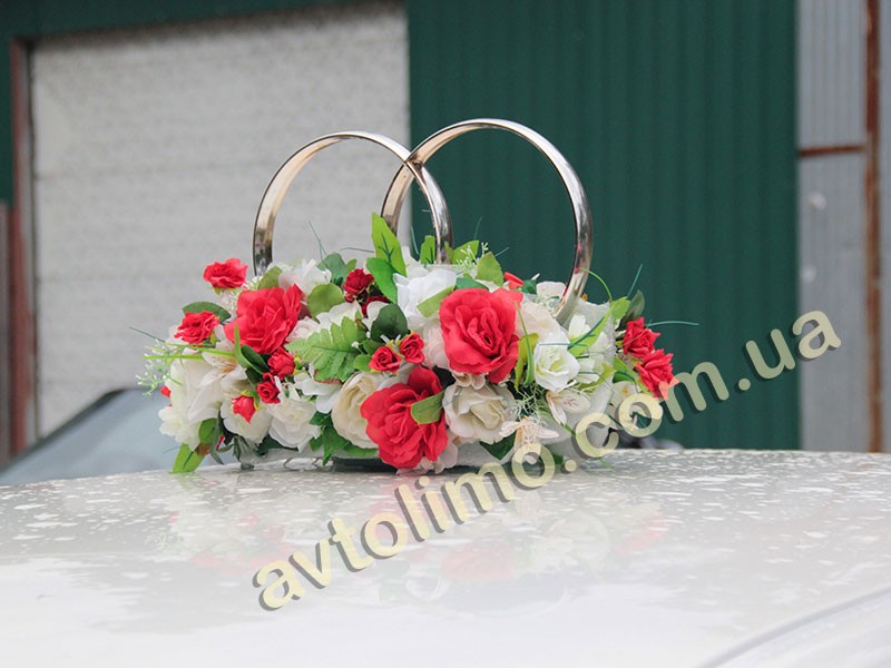 Кольца на машину на свадьбу красные цветы на свадебный автомобиль Mrwg