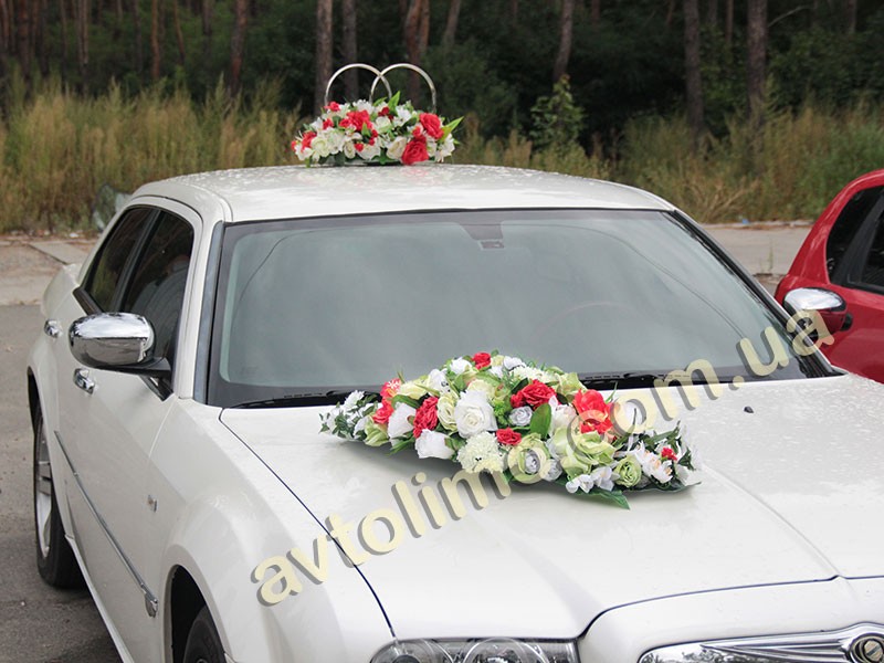 Кольца на машину на свадьбу красные цветы на свадебный автомобиль Mrwg
